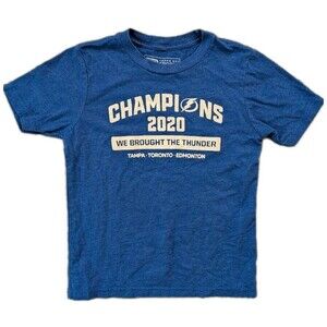 Tampa Bay Lightning 2020 Champions T-Shirt Youth Small Blue NHL Stanley Cup Tee